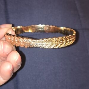 Elegant Gold-Toned Leaf Forearm Bracelet